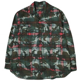 PALACE x BEAMS PLUS パレス ビームスプラス 24AW 別注 WORK SHIRT チェック&カモフラージュ ワークシャツ 38-11-0922-791 L GREY 長袖 トップス【中古】【PALACE × BEAMS PLUS】