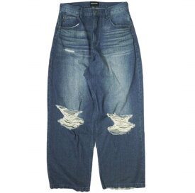 Danke Schon ダンケシェーン 24SS WEB＆DEPOT限定 DESTROY DENIM デストロイデニムパンツ UNSSSDK01 M インディゴブルー ダメージ加工 ワイド ジーンズ ジップフライ ボトムス【新古品】【中古】【Danke Schon】