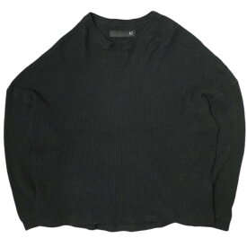 A.F ARTEFACT エーエフ アーティファクト 24AW 日本製 Heavy Waffle Over Size Top ヘビーワッフルオーバーサイズトップ 1 BLACK サーマル カットソー トップス【中古】【A.F ARTEFACT】