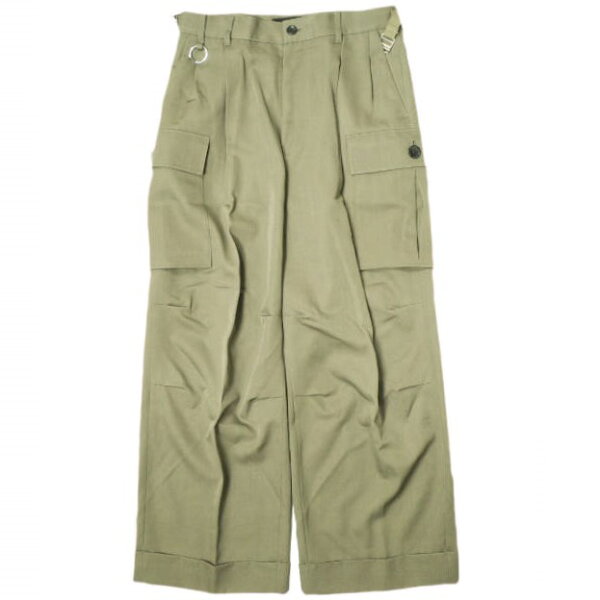 th products ティーエイチプロダクツ 20AW 日本製 CARGO PANTS ウールギャバジン カーゴパンツ 2002-P08-M202 46 KHAKI 2タック ワイドストレート スラックス ボトムス【中古】【th products】