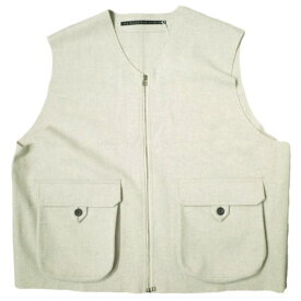 my beautiful landlet マイビューティフルランドレット 24AW 日本製 MELTON FABRIC ZIP VEST ウールメルトンジップベスト WM13-BS242131 1 OATMEAL ジレ ユニセックス トップス【新古品】【中古】【my beautiful landlet】