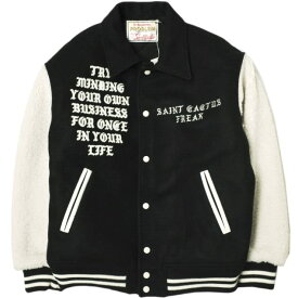 SAINT MICHAEL x Cactus Plant Flea Market セントマイケル カクタスプラントフリーマーケット 24AW 別注 日本製 CP_VARSITY JKT / LMA ウール スタジャン SM-YS1-0000-C08 L BLACK スタジアムジャンパー SAINT Mxxxxxx 定価275,000円 アウター【新古品】【中古】