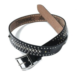 LASTMAN x WOLF'S HEAD ラストマン ウルフズヘッド 25SS 別注 日本製 STUDDED BELT 35mm カウレザー スタッズベルト 251LM-AC11 L(36) BLACK 定価302,500円【新古品】【中古】【LASTMAN × WOLF'S HEAD】