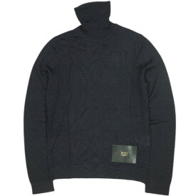 N°21 ヌメロヴェントゥーノ 22AW A4 MAGLIA LUPETTO ロゴパッチ メリノウールタートルネックニット 22I-A036-9000 40 NAVY セーター 定価63,800円 ハイゲージ トップス【新古品】【中古】【N°21】