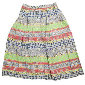 FWK by ENGINEERED GARMENTS エフダブリューケー エンジニアードガーメンツ アメリカ製 Tuck Skirt Multicolored Foulard Hippie Stripe タックスカート マルチカラ―フーラードヒッピ―ストライプ 1 Murti ボタン フレア ボトムス【中古】【FWK by ENGINEERED GARMENTS】