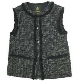 Drawer ドゥロワー 24AW 日本製 FALL1 ツイードフリンジジレ 6522-299-0889 36 Black ジレ ベスト 定価121,000円 トップス【中古】【Drawer】