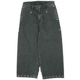Omar Afridi オマールアフリディ 23SS RIVETED WIDE CROPPED DENIM TROUSERS リベットワイドデニムパンツ OA-SS23-TRS-104-01 48 SHADED BLACK ジップフライ ジーンズ ボトムス【新古品】【中古】【Omar Afridi】