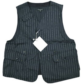 Engineered Garments エンジニアードガーメンツ アメリカ製 UPLAND VEST - H.B Gangster St. アップランドベスト ヘリンボーンストライプ M Dk.Navy ジレ ハンティング トップス【新古品】【中古】【Engineered Garments】