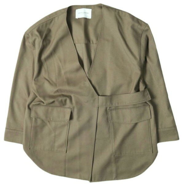 UNITED ARROWS ユナイテッドアローズ ツイル Vノーカラーシャツジャケット 1522-162-2890 Free OLIVE ベルテッド アウター【中古】【UNITED ARROWS】