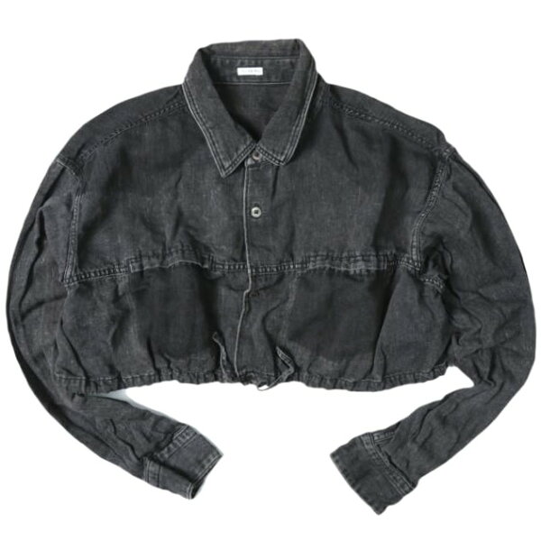 FILL THE BILL x UNITED ARROWS フィルザビル ユナイテッドアローズ 別注 日本製 コットンリネン デニムシャツ 207-234115 Free BLACK 長袖 クロップド丈 トップス【中古】【FILL THE BILL × UNITED ARROWS】