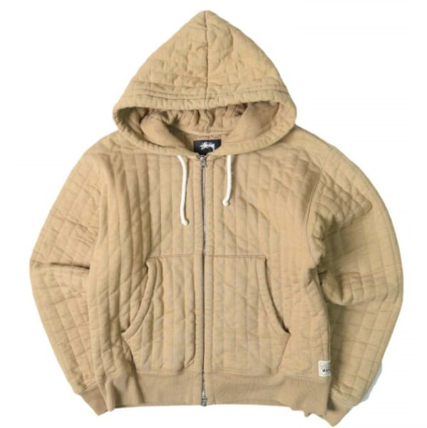 STUSSY ステューシー 23AW VERTICAL QUILTED ZIP HOODIE バーティカル キルテッド ジップフーディー 118526 M TAN キルティング パーカー トップス【中古】【STUSSY】