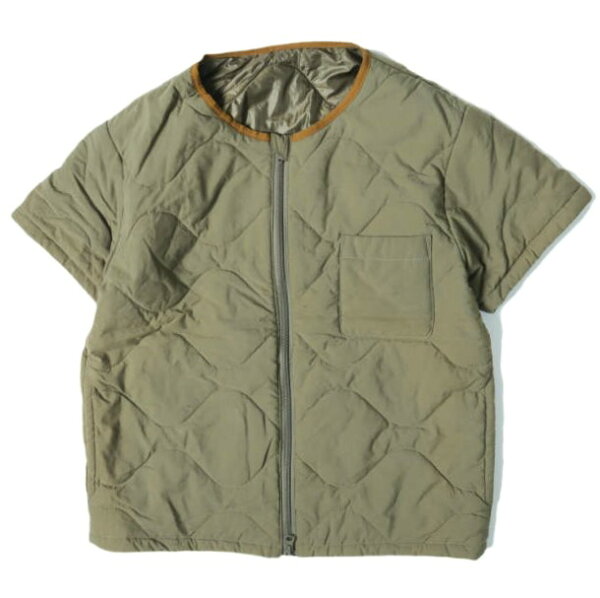 Sanca x BEAMS BOY サンカ ビームスボーイ 別注 日本製 ナイロンキルト ショートスリーブジャケット S15FVT04BOY ONE SIZE OLIVE 半袖 中綿 キルティング アウター【中古】【Sanca × BEAMS BOY】