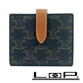 セリーヌ ■新同■ トリオンフ 二つ折り 財布 コンパクト ミニ 小銭入れ 札入れ PVC ブラウン【504501】11 【中古】