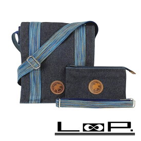 ◆SALE◆ ハンティングワールド ■美品■ ショルダー バッグ カバン ポーチ キャンバス デニム ブルー ブラック 【539503】3 【中古】