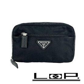 プラダ ■美品■ ポーチ メイク 化粧 小物入れ メッシュ ナイロン ブラック 【415210】1 【中古】