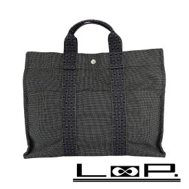 ■中古■ エルメス エールライン MM トート バッグ キャンバス グレー【415111】8 【中古】