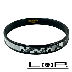 エルメス ■新同■ エマイユ バングル ブレスレット アクセサリー ブラック ホワイト 七宝焼 箱 【549311】8 【中古】