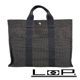 ■美品■　エルメス エールライン MM トート バッグ キャンバス グレー 【404313】3 【中古】