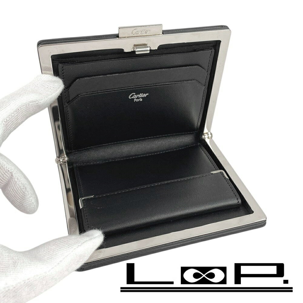 ■未使用■　カルティエ がま口 財布 コンパクト 小銭入れ カードケース レザー L3000601 箱 【268014】◇ 【中古】
