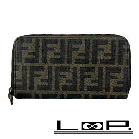 フェンディ ■中古■ ズッカ ラウンドファスナー 長財布 ウォレット PVC ブラウン 【652417】13 【中古】