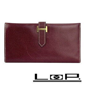 エルメス ■中古■ ベアン 長財布 ウォレット リセ ボルドー 箱 □B刻 【632419】13 【中古】