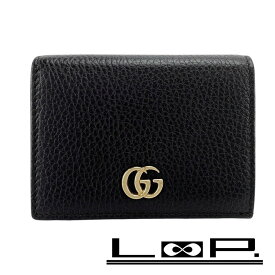 ■美品■　グッチ GG マーモント 二つ折り 財布 レザー ブラック 456126 箱 【372520】4 【中古】