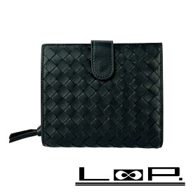 ボッテガヴェネタ ■美品■ イントレ 二つ折り財布 ウォレット レザー ブラック 箱 【600722】12 【中古】