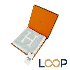 エルメス ■未使用■ カレタオル アヴァロン ハンド ハンカチ タオル ファッション コットン 綿 ホワイト グレー 箱 【A23】3 【中古】