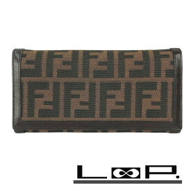 ■新同■　フェンディ 長財布 二つ折り ウォレット ズッカ ブラウン レザー キャンバス 箱 【415527】7 【中古】