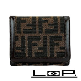 ■美品■　フェンディ ズッカ 三つ折り 財布 ウォレット ブラウン 箱 【402128】3 【中古】