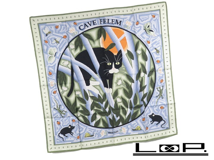 楽天市場】【美品】 HERMES エルメス カレ 90 スカーフ CAVE FELEM 猫 