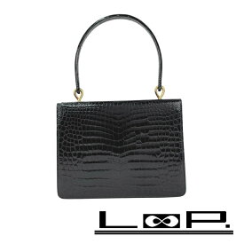 モラビト ■美品■ヴィンテージ■ ヴァンドーム ハンドバッグ がま口 クロコ GP ブラック ゴールド 【584336】7 【中古】