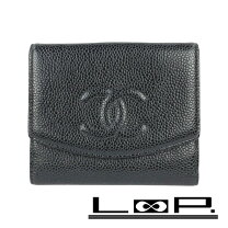 楽天市場】シャネル wホック 二つ折り財布 キャビアスキン ブラックの通販
