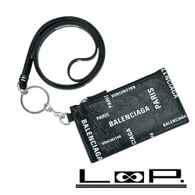 バレンシアガ ■美品■ カード コインケース ストラップ付き レザー ブラック 箱 【572845】13 【中古】