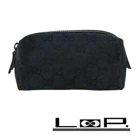 緊急値下げ　■美品■　グッチ ポーチ GGキャンバス 化粧ポーチ キャンバス ブラック 189669 【297847】8 【中古】