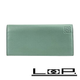 ロエベ ■美品■ 二つ折り 財布 長財布 札入れ 小銭入れ レザー ライトブルー ネイビー 【556647】11 【中古】