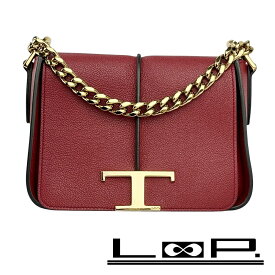 トッズ ■美品■ Tタイムレス チェーン ショルダー バッグ カバン ファッション レザー SS レッド ゴールド 【619649】5 【中古】