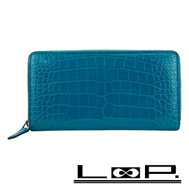 グッチ ■美品■ ラウンドファスナー 長財布 ウォレット ネーム入り クロコダイル ターコイズブルー 【635052】11 【中古】
