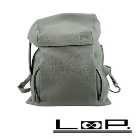 ロエベ ■美品■ Tバックパック リュックサック アナグラム レザー グレー【493355】11 【中古】