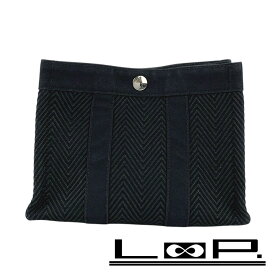 緊急値下げ　■中古■　エルメス ミニカバス ポーチ バッグ キャンバス トワル ブラック 【292156】5 【中古】