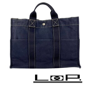 緊急値下げ　■中古■　エルメス ドーヴィル トート MM バッグ キャンバス ネイビー 【316760】4 【中古】