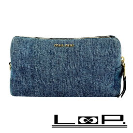 ミュウミュウ ■美品■ ポーチ 小物入れ メイク 化粧ポーチ デニム ブルー 【558061】13 【中古】