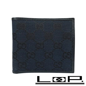 ■中古■　グッチ 二つ折り財布 財布 GG キャンバス ブラック 黒 【391262】3 【中古】