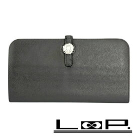 エルメス ■中古■ ドゴン ロング 長財布 ウォレット レザー グレー Z刻 【652363】13 【中古】