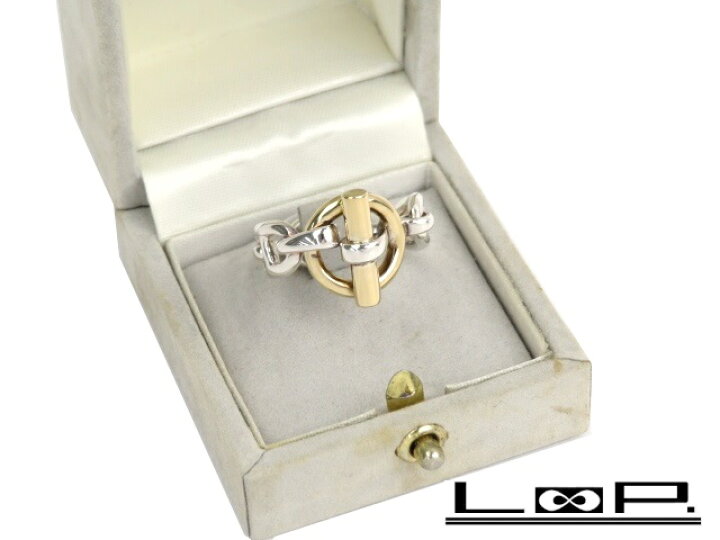 □新同□ エルメス シェーヌダンクル チェーン リング コンビ K18 YG  