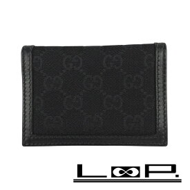 緊急値下げ　■美品■　グッチ 二つ折り パスケース カードケース GG キャンバス ブラック 【332265】5 【中古】