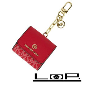 ■未使用■　マイケルコース イヤホンケース Air podsケース キーホルダー 小物入れ コーテッドキャンバス レッド 【432569】9 【中古】