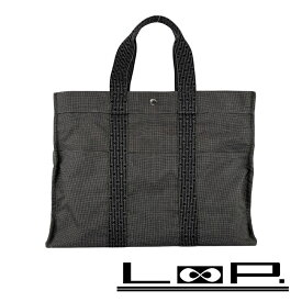 エルメス ■美品■ エールライン トート GM バッグ カバン キャンバス グレー 【537271】10 【中古】