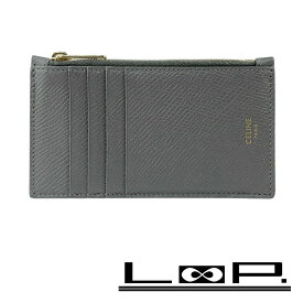 セリーヌ ■美品■ ジップカードホルダー カードケース コインケース 小銭入れ レザー グレー 10J893BEL 【606472】9 【中古】