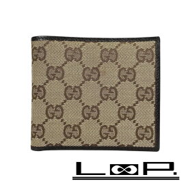 ■美品■　グッチ 二つ折り財布 財布 GG キャンバス ブラウン 箱 【391873】3 【中古】